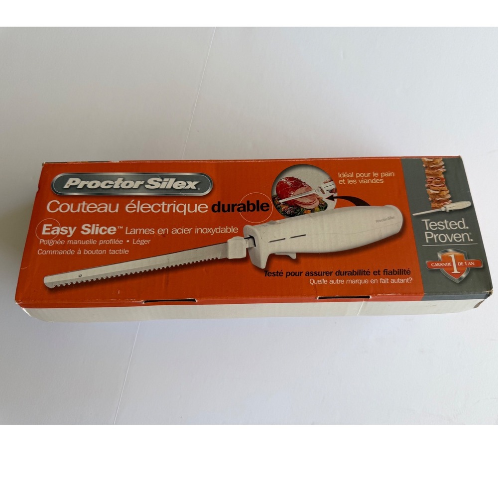 Proctor Silex Easy‎ Slice Electric Knife White Stainless Steel Blades